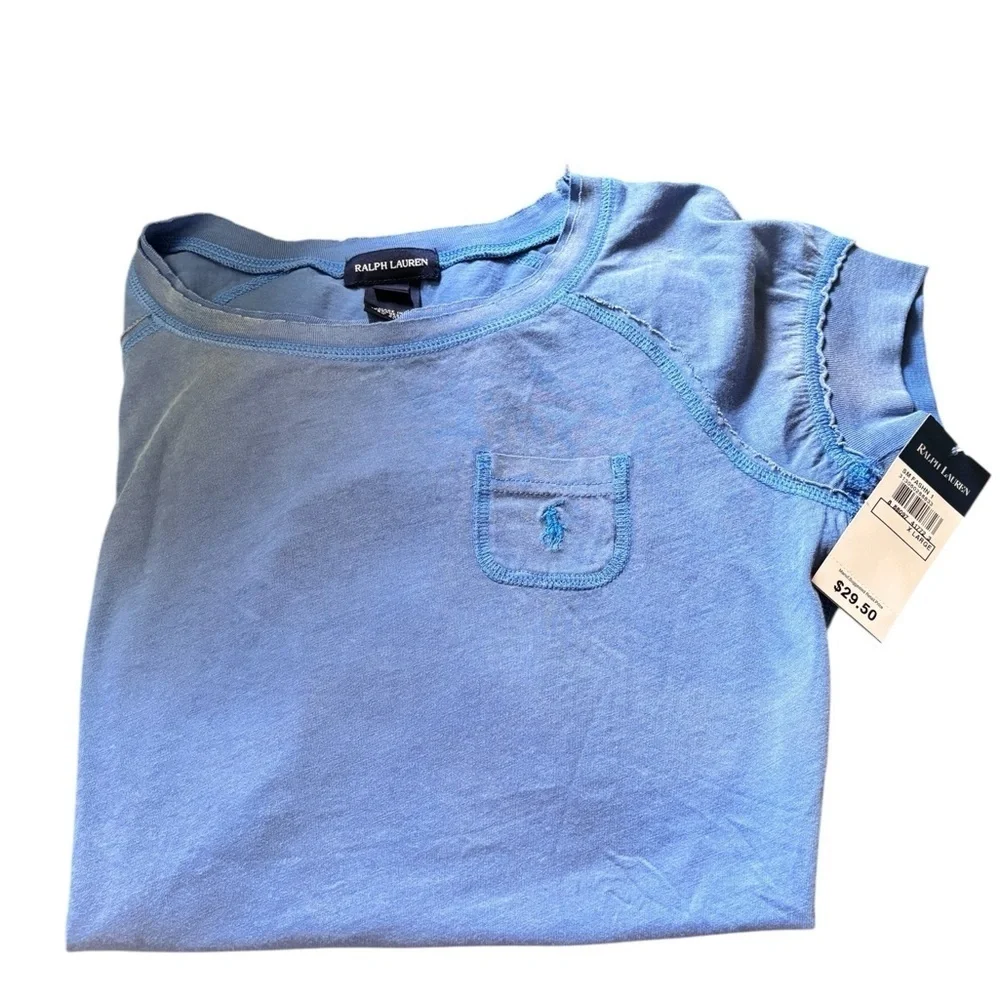 Ralph Lauren Blue SS Tee White Chino Capri Pant Set Outfit Girls Sz XL/10 New